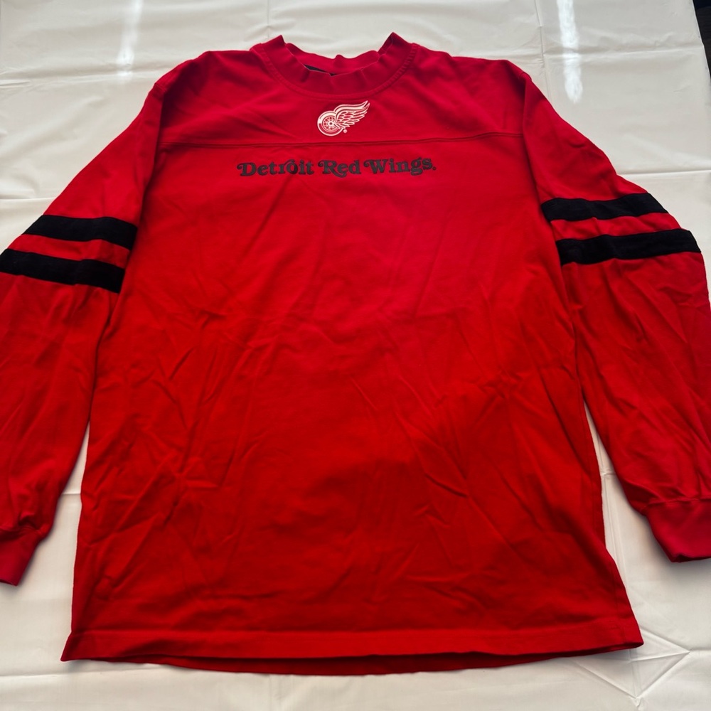 Detroit Red Wings Vintage Lee Sports Long Sleeve Tshirt Mens Large Red And Black